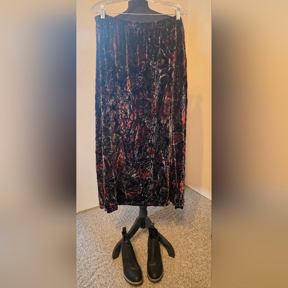 Coldwater Creek Velvet Maxi Skirt in Black and Burgundy